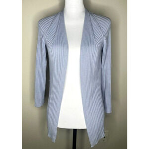 Bruno Manetti Blue Knit Ribbed Cardigan 3/4 Sleeve US 6 EU 42 Made in Italy S